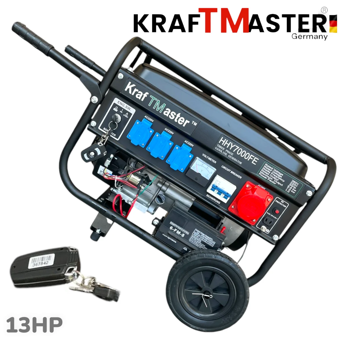 Бензинов генератор KRAFTMASTER 7.5kW 220V/380V/12V с AVR,