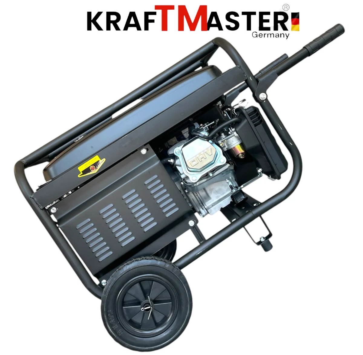 Бензинов генератор KRAFTMASTER 7.5kW 220V/380V/12V с AVR, колела и дръжки - Image 3