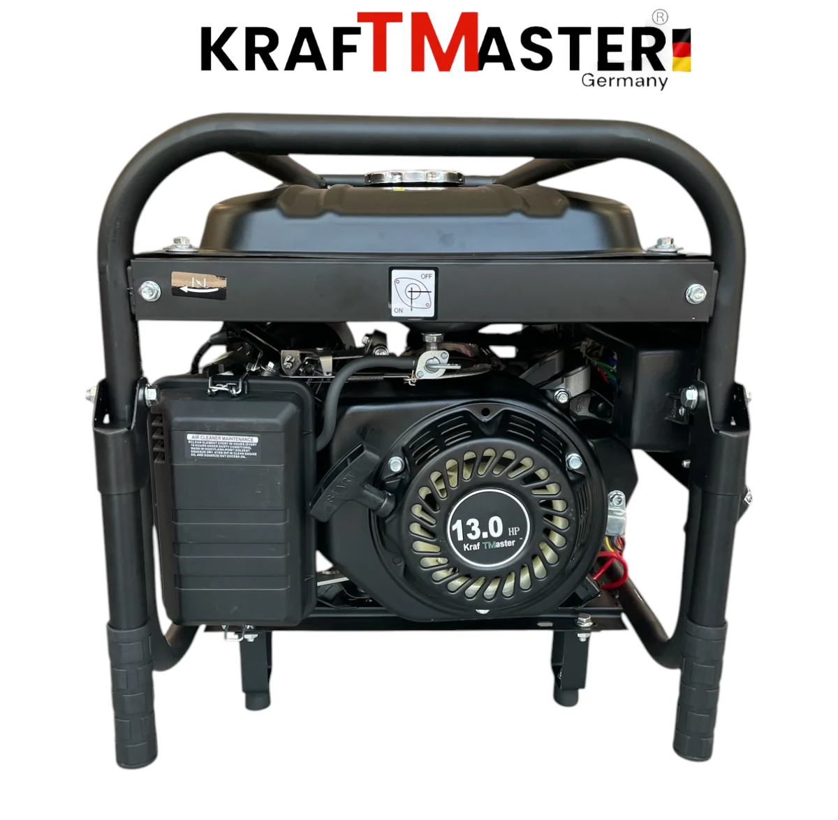 Бензинов генератор KRAFTMASTER 7.5kW 220V/380V/12V с AVR, колела и дръжки - Image 4